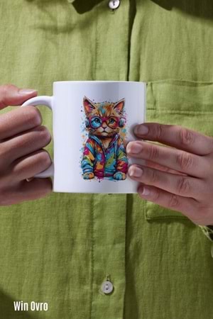 Win Ovro Premium Beyaz Porselen Hediye Kupa Bardak Çift Yön Baskı - Sound Party Pati