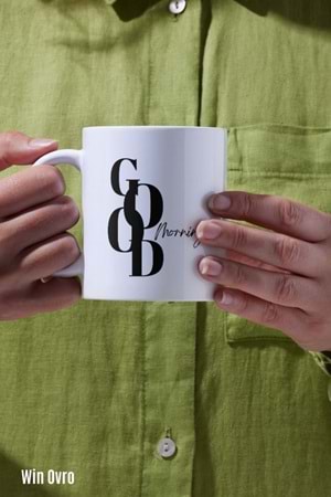Win Ovro Premium Beyaz Porselen Hediye Kupa Bardak Çift Yön Baskı - Good Morning Style