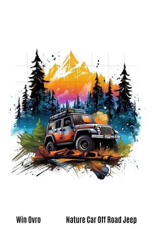 Win Ovro Premium Beyaz Porselen Hediye Kupa Bardak Çift Yön Baskı - Nature Car Off Road Jeep