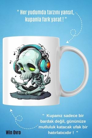 Win Ovro Premium Beyaz Porselen Hediye Kupa Bardak Çift Yön Baskı - Ruh Melodisi Ölümsüz Ritim