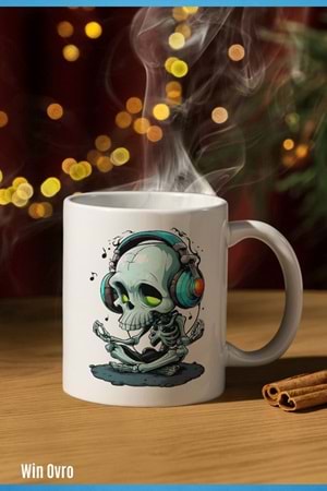 Win Ovro Premium Beyaz Porselen Hediye Kupa Bardak Çift Yön Baskı - Ruh Melodisi Ölümsüz Ritim