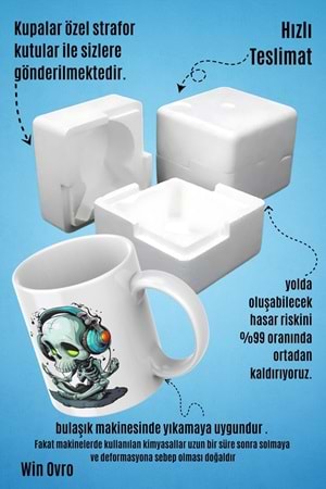 Win Ovro Premium Beyaz Porselen Hediye Kupa Bardak Çift Yön Baskı - Ruh Melodisi Ölümsüz Ritim