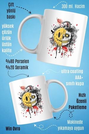 Win Ovro Premium Beyaz Porselen Hediye Kupa Bardak Çift Yön Baskı - Al Sana Bombe Patlayan Çelişki