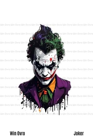 Win Ovro Premium Beyaz Porselen Hediye Kupa Bardak Çift Yön Baskı - Joker Renkli Tasarım