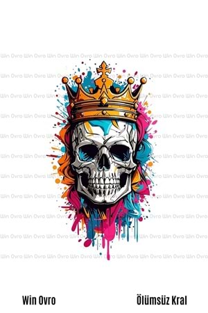 Win Ovro Premium Beyaz Porselen Hediye Kupa Bardak Çift Yön Baskı - Ölümsüz Kral Skeleton King