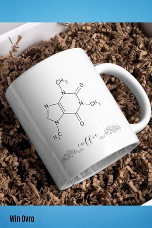 Win Ovro Premium Beyaz Porselen Hediye Çift Yön Baskılı Kupa Bardak - Chemical Coffee Kimyasal Kahve
