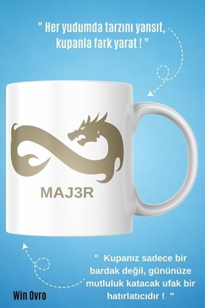 Win Ovro Premium Beyaz Porselen Hediye Çift Yön Baskılı Kupa Bardak - Eternal Fire MAJ3R