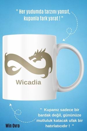Win Ovro Premium Beyaz Porselen Hediye Çift Yön Baskılı Kupa Bardak - Eternal Fire Wicadia