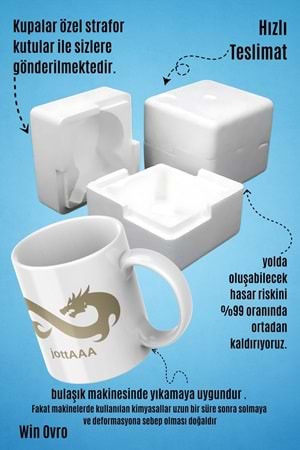 Win Ovro Premium Beyaz Porselen Hediye Çift Yön Baskılı Kupa Bardak - Eternal Fire jottAAA