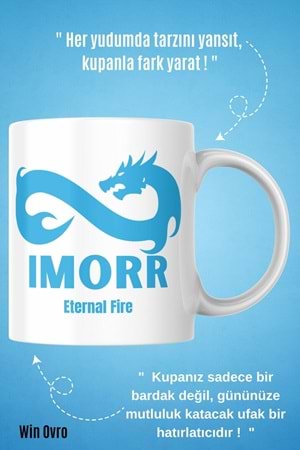 Win Ovro Premium Beyaz Porselen Hediye Çift Yön Baskılı Kupa Bardak - Eternal Fire IMORR