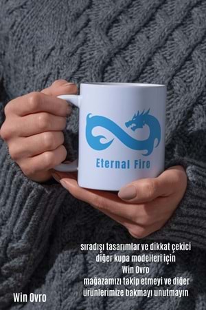 Win Ovro Premium Beyaz Porselen Hediye Çift Yön Baskılı Kupa Bardak - Eternal Fire Old
