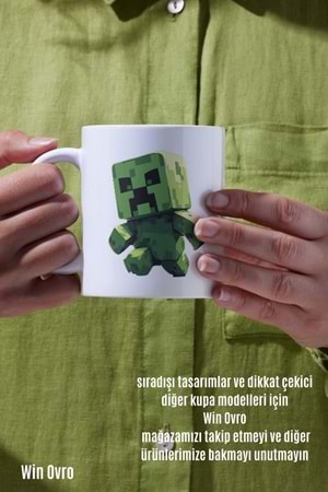 Win Ovro Premium Beyaz Porselen Hediye Çift Yön Baskılı Kupa Bardak - Minecraft 01