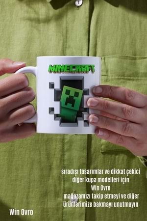 Win Ovro Premium Beyaz Porselen Hediye Çift Yön Baskılı Kupa Bardak - Minecraft 02