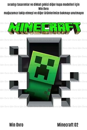 Win Ovro Premium Beyaz Porselen Hediye Çift Yön Baskılı Kupa Bardak - Minecraft 02