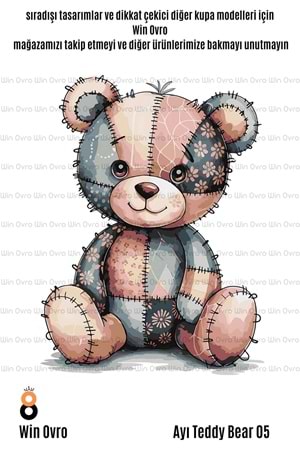 Win Ovro Premium Beyaz Porselen Hediye Çift Yön Baskılı Kupa Bardak - Ayı Teddy Bear 05