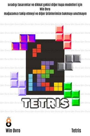 Win Ovro Premium Beyaz Porselen Hediye Çift Yön Baskılı Kupa Bardak - Tetris