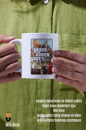Win Ovro Premium Beyaz Porselen Hediye Çift Yön Baskılı Kupa Bardak - Grand Theft Auto Five V 5 - 01