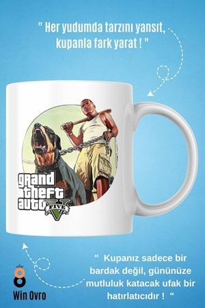 Win Ovro Premium Beyaz Porselen Hediye Çift Yön Baskılı Kupa Bardak - Grand Theft Auto Five V 5 - 02
