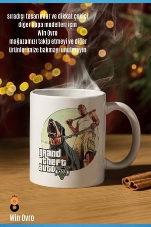 Win Ovro Premium Beyaz Porselen Hediye Çift Yön Baskılı Kupa Bardak - Grand Theft Auto Five V 5 - 02