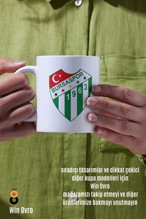Win Ovro Premium Beyaz Porselen Hediye Çift Yön Baskılı Kupa Bardak - Bursa Spor Logo