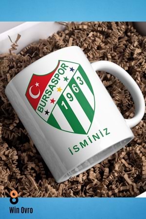 Win Ovro Premium Beyaz Porselen Hediye Çift Yön Baskılı Kupa Bardak - BursaSpor Kişiye Özel İsim