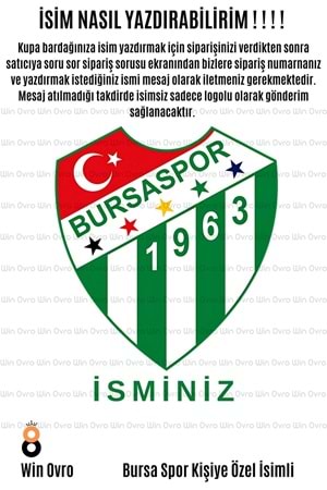 Win Ovro Premium Beyaz Porselen Hediye Çift Yön Baskılı Kupa Bardak - BursaSpor Kişiye Özel İsim