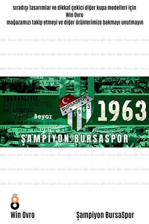 Win Ovro Premium Beyaz Porselen Hediye Çift Yön Baskılı Kupa Bardak - Şampiyon Bursaspor