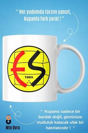 Win Ovro Premium Beyaz Porselen Hediye Çift Yön Baskılı Kupa Bardak - EskişehirSpor