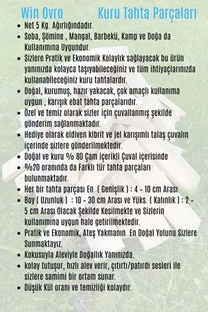 Win Ovro Yakacak Kuru Tahta Odun 5 Kg. Soba Semaver Şömine Mangal Kamp Doğa da Kullanmaya Uygun