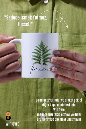Win Ovro Premium Beyaz Porselen Hediye Çift Yön Baskılı Kupa Bardak - Eğrelti Otu Limhana Limxana