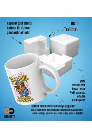 Win Ovro Premium Beyaz Porselen Hediye Çift Yön Baskılı Kupa Bardak - Too Chill For Your Drama