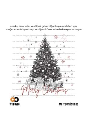 Win Ovro Premium Beyaz Porselen Hediye Çift Yön Baskılı Kupa Bardak - Merry Christmas Happy New Ye