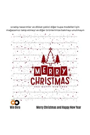 Win Ovro Premium Beyaz Porselen Hediye Çift Yön Baskılı Kupa Bardak - Merry Christmas Happy New 1