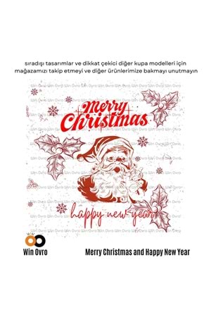 Win Ovro Premium Beyaz Porselen Hediye Çift Yön Baskılı Kupa Bardak - Merry Christmas Happy New 3