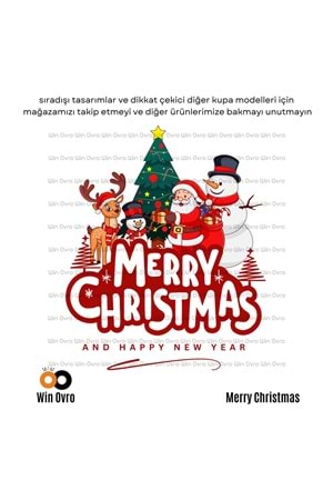 Win Ovro Premium Beyaz Porselen Hediye Çift Yön Baskılı Kupa Bardak - Merry Christmas Happy New 4