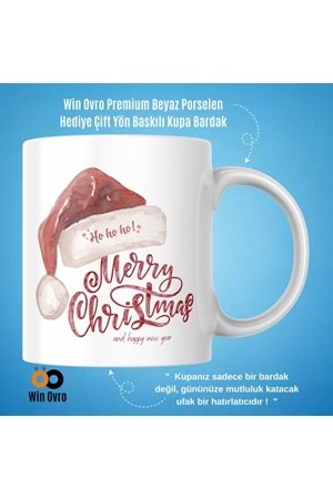 Win Ovro Premium Beyaz Porselen Hediye Çift Yön Baskılı Kupa Bardak - Merry Christmas Happy New 5