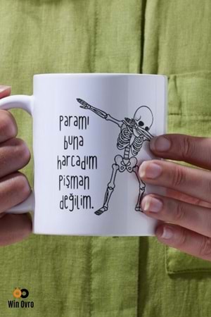 Win Ovro Premium Beyaz Porselen Hediye Çift Yön Baskılı Kupa Bardak - Pişman Değilim