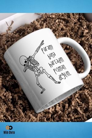 Win Ovro Premium Beyaz Porselen Hediye Çift Yön Baskılı Kupa Bardak - Pişman Değilim