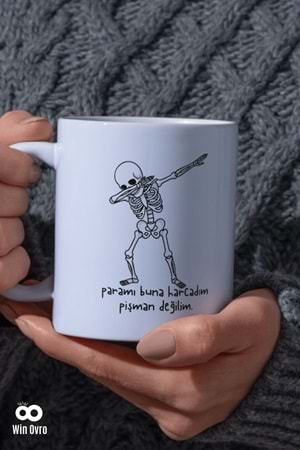 Win Ovro Premium Beyaz Porselen Hediye Çift Yön Baskılı Kupa Bardak - Pişman Değilimm