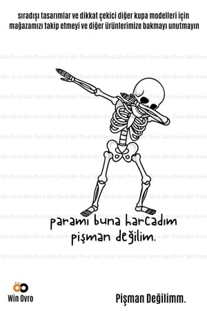 Win Ovro Premium Beyaz Porselen Hediye Çift Yön Baskılı Kupa Bardak - Pişman Değilimm