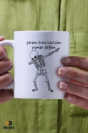 Win Ovro Premium Beyaz Porselen Hediye Çift Yön Baskılı Kupa Bardak - Pişman Değilimmm