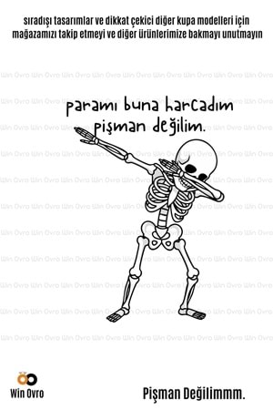 Win Ovro Premium Beyaz Porselen Hediye Çift Yön Baskılı Kupa Bardak - Pişman Değilimmm