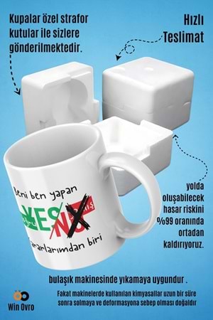 Win Ovro Premium Beyaz Porselen Hediye Çift Yön Baskılı Kupa Bardak - Doğru Yanlış Karar