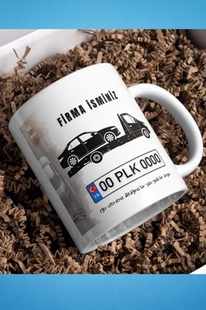 Win Ovro Beyaz Porselen Çiftyön Baskı Kupa Bardak Oto Çekici Kurtarıcı Yol Yardım Kişiye Özel Tasarı