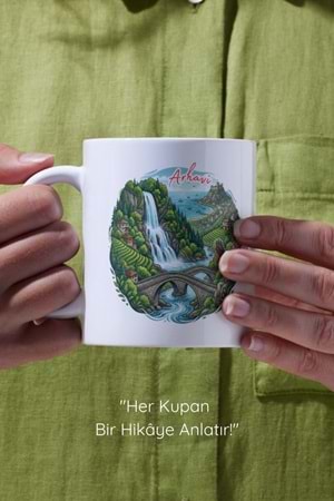 Win Ovro Premium Beyaz Porselen Hediye Çift Yön Baskılı Kupa Bardak - Arhavi