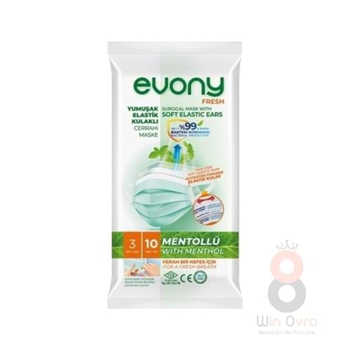 Evony Elastik Kulaklı Fresh Mentollü 10'lu Maske