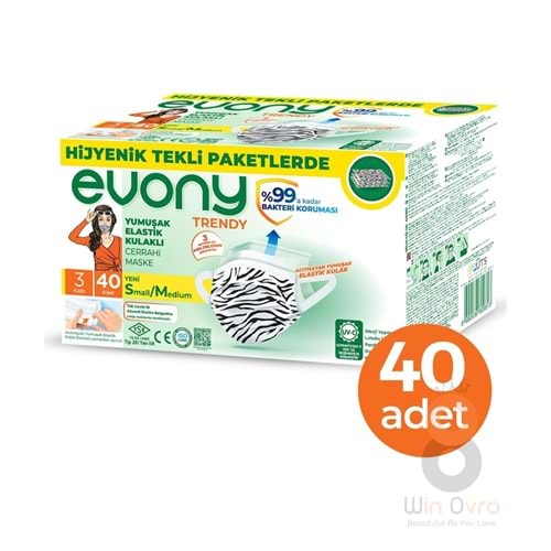 Evony Trendy Cerrahi Maske 3 Katlı 40 Adet