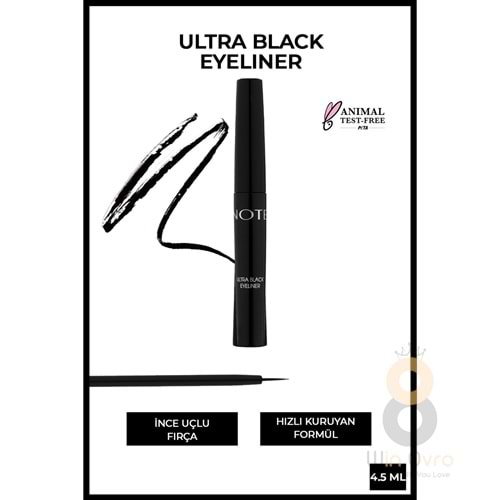 Note Ultra Black Eyeliner Kıl Fırça Uçlu