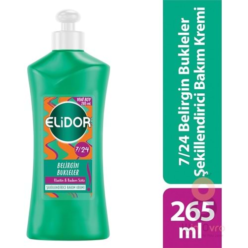 Elidor 7/24 Şekillendirici Saç Bakım Kremi Belirgin Bukleler Elastin & Badem Sütü 265 ml
