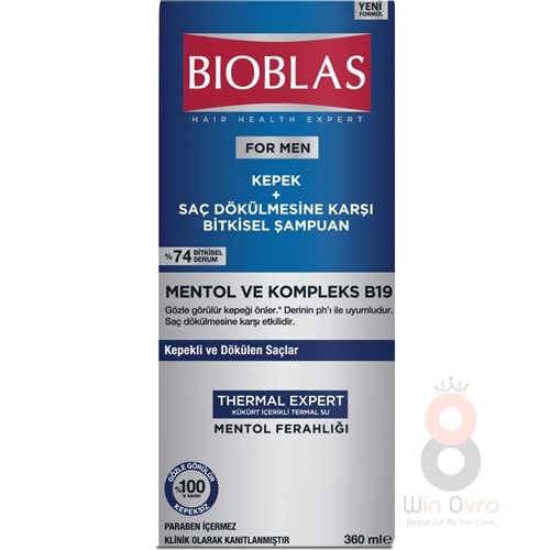 Bioblas Kepek ve Dökülmeye Karşıtı ŞAMPUAN (MENTOL+B19 KOMPLEX) 360 ml